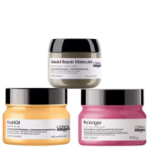 Imagem do produto Kit L'Oréal Professionnel Absolut Repair Molecular + Prolonger + NutriOil Trio Masks (3 Produtos)