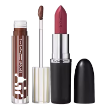 Kit M·A·C MACximal Satin Sitting Pretty + Lipglass Airshine Quality, 2 produtos.