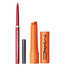 Kit M·A·C Squirt Hazard + Lipglazer Glossy Liner Ribbon, 2 produtos.