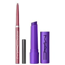 Kit M·A·C Squirt Violet Beta + Lipglazer Glossy Liner Velvet Teddy, 2 produtos.