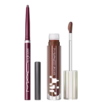 Kit M.A.C Lipglass Airshine Quality + Lipglazer Glossy Liner Nightmoth, 2 produtos.