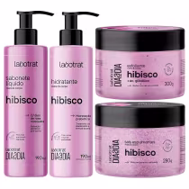 Imagem do produto Kit Banho Premium Labotrat Hibisco Completo 4 Produtos C/ Sais Cheiro De Fruta Corpo E Rosto