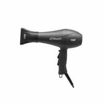 Secador de cabelos da marca Lizz Professional. O secador possui um design ergonômico e compacto, com uma saída de ar na extremidade. Não há nenhuma outra informação visível além do nome da marca e do modelo do produto.