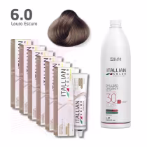 Imagem do produto Kit 6 Coloração Itallian Color 6.0 Louro Escuro 60g + Oxi 1L
