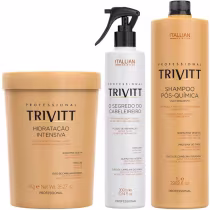 Imagem do produto Kit Trivitt Hidratação intensiva 1kg, O Segredo do cabeleireiro 300ml e Shampoo pós-química para uso frequente 1 Litro