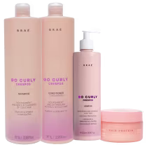 Imagem do produto Kit Braé Go Curly Crespos Shampoo 1L, Condicionador 1L, Leave-in 500ml, Hair Protein 80g