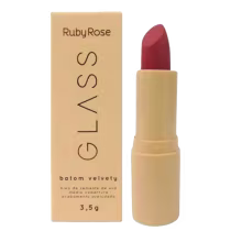 Batom em Bastão Ruby Rose Glass Velvety BG06, 3,5g.