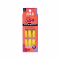 Imagem do produto Unhas Postiças Colors Kiss New York Amarelo Canário Bailarina Longo