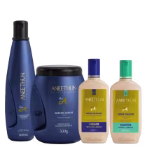 Imagem do produto Aneethun Linha A - Kit Shampoo 300 ml + Máscara 500 g + Creme Silicone 250 ml + Creme Silicone Cachos 250 ml