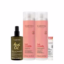 Imagem do produto Kit Cadiveu Essentials Hair Remedy Shampoo Condicionador Ampola e Açaí Oil 60 (4 produtos)