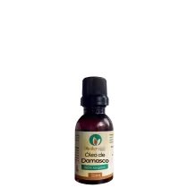 O produto apresentado é um frasco de óleo de damasco da marca Oleoterapia Brasil, "100% Vegetal" e de 30ml.