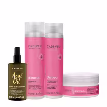 Imagem do produto Kit Cadiveu Profissional Essentials Glamour Shampoo Condicionador Máscara e Açaí Oil 60 (4 produtos)