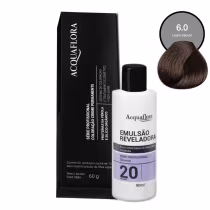 Coloração Acquaflora 6.0 Louro Escuro 60g + Água Oxigenada 20 Volumes 90ml
