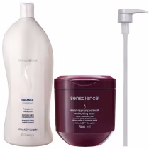 Kit Senscience com Balance Shampoo 1 Litro + Máscara Inner Restore Intensif 500g + Válvula Pump