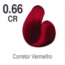 A imagem de uma amostra de correção de coloração capilar na cor vermelha. O formato da amostra lembra uma grande gota ou uma forma arredondada e alongada.
