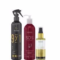 Borabella Fluido Escova Brush 9x1 300ml + Tratamento Reconstrutor SOS Extreme 240ml + Óleo Capilar  Elixir 60ml