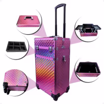 Imagem do produto Maleta Carrinho Rubys 2 Andares e 4 Rodinhas Rosa Fs-w1204 Mc-1