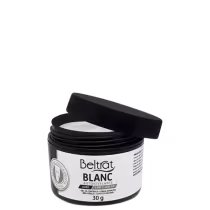 Pote preto de 30g do produto de beleza Beltrat Blanc, um autonivelante em formato de creme com rótulo branco e texto preto destacando o nome do produto.