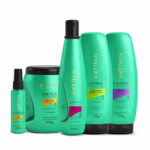 Imagem do produto Kit Aneethun Cachos System - Shampoo 300ml + Gelatina 250g + Máscara 500g + Óleo 55ml + Finalizador Ondas e Cachos 250g