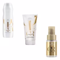 Kit Wella Professionals Oil Reflections Trio de Cuidados, shampoo, condicionador e óleo capilar.