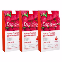 Imagem do produto Folhas Prontas Corporais Depilflax Morango - 3 CX/ 20 Und
