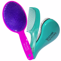 Imagem do produto Kit Beauty Secret Escova Raquete Oval Magica azul e Pente