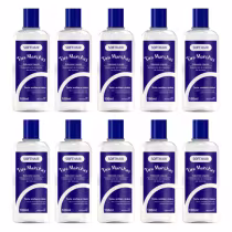 Frascos de 100ml da linha de sabonetes líquidos Tira Manchas da marca Softhair, com embalagens de plástico branco e tampas azuis. O rótulo destaca o nome do produto e sua função de remover manchas.