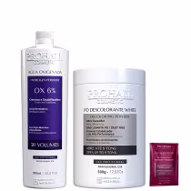 Imagem do produto Kit Descoloração Pó Ultra Clareador Branco e Ox 20 Prohall