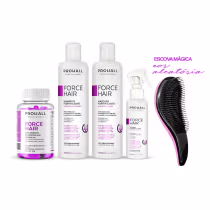 Imagem do produto Cronograma Force Hair Prohall Completo 4Itens +Escova Mágica