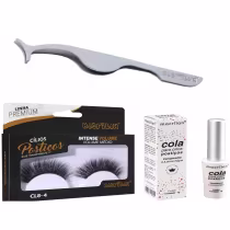 Imagem do produto Combo Cílios Volume Médio + Pinça + Cola - Macrilan - CA-001 + CL8-4 + PI-11