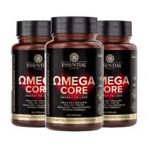 A imagem mostra três frascos redondos marrom com rótulo preto e letras douradas.