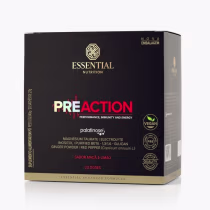 A imagem mostra uma caixa preta, retangular, com letras vermelhas e douradas.