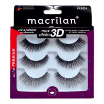 Imagem do produto Macrilan Linha Premium Max Efeito 3D Fios Naturais e Alongados - Cílios Postiços (3 Pares)
