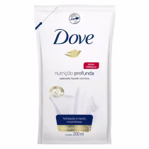 A imagem mostra o Refil do Sabonete Líquido Nutrição Profunda da marca Dove.