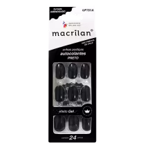 Imagem do produto Macrilan Efeito Gel Preto UP701AA - Unhas Postiças (24 Unidades)