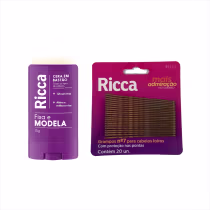 Imagem do produto Kit Ricca Cera Fixadora Em Bastão + Grampo Cabelo Loiro 20un