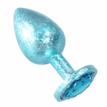 Imagem do produto Plug Anal de Luxo Tamanho Médio com Pedra Acrílico usando nova tecnologia Cor AZUL CLARO