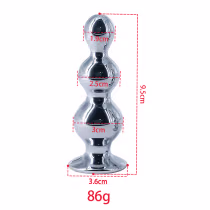 Imagem do produto Plug Anal Escalonado em Aço 9,5cm x 3,6cm Base com Pedra Vermelho 86g