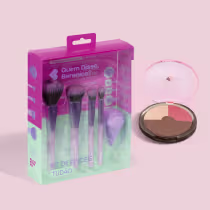 Imagem do produto Combo Pó Compacto Facial Multiefeitos Napolitano + Kit de Pinceis Tudão