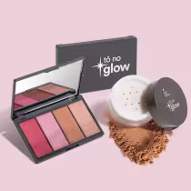 Imagem do produto Combo Make Radiante Tô No Glow: Paleta de Maquiagem Multifuncional 14,2g + Pó Solto Translúcido Cor 3 9g