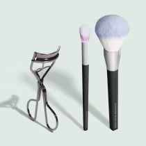 Imagem do produto Combo Acessórios para Make: Pincel Pó + Pincel Corretivo + Curvador Cílios