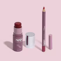 Imagem do produto Combo By Nah Cardoso:  Lápis Contorno Labial Marrom Brave 1,1g +  Blush Stick Rosa Charming 5g