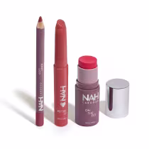 Imagem do produto Combo By Nah Cardoso: Gloss Labial Rosa Cotton Candy 2,4ml + Lápis Contorno Labial Marrom Brave 1,1g + Blush Stick Marrom Lovely 5g