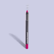 Lápis para olhos em embalagem cilíndrica de plástico transparente com a parte interna na cor rosa vibrante. A base é rosa vibrante, combinando com a cor interna do produto.