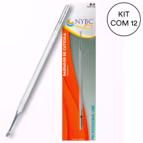 Kit NYBC Beauty Raspador de Cutícula Aço Inox, 12 Unidades.