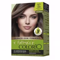 Imagem do produto TRISKLE TINTA KIT COLOR10 COR:5.7 CASTANHO CLARO MARROM - CHOCOLATE ESCURO
