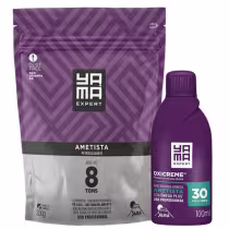 Imagem do produto Kit Pó Descolorante Ametista + Oxigenada 30 Volumes 100ml Profissional 8 Tons Yama 300g
