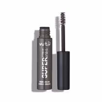 Máscara de sobrancelhas destampada com aplicador ao lado.