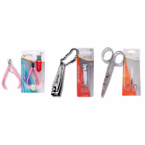 Kit NYBC Beauty Alicate para Cutículas Rosa + Cortador de Unha + Tesoura Reta, 3 produtos.