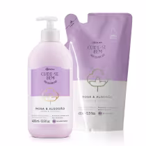 Imagem do produto Combo Cuide-Se Bem Rosa e Algodão:: Loção Hidratante Corporal 400ml + Refil 400ml